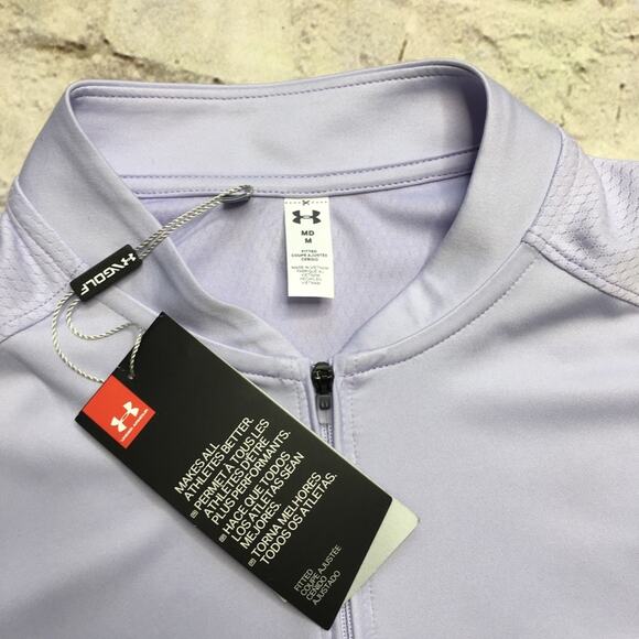 NEW Under Armour Fitted Golf Pullover in Light Purple - Picture 3 of 5